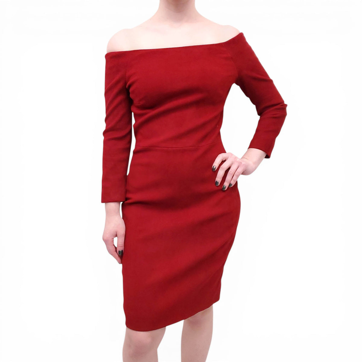 THE ROW RED SUEDE DRESS - SIZE 8