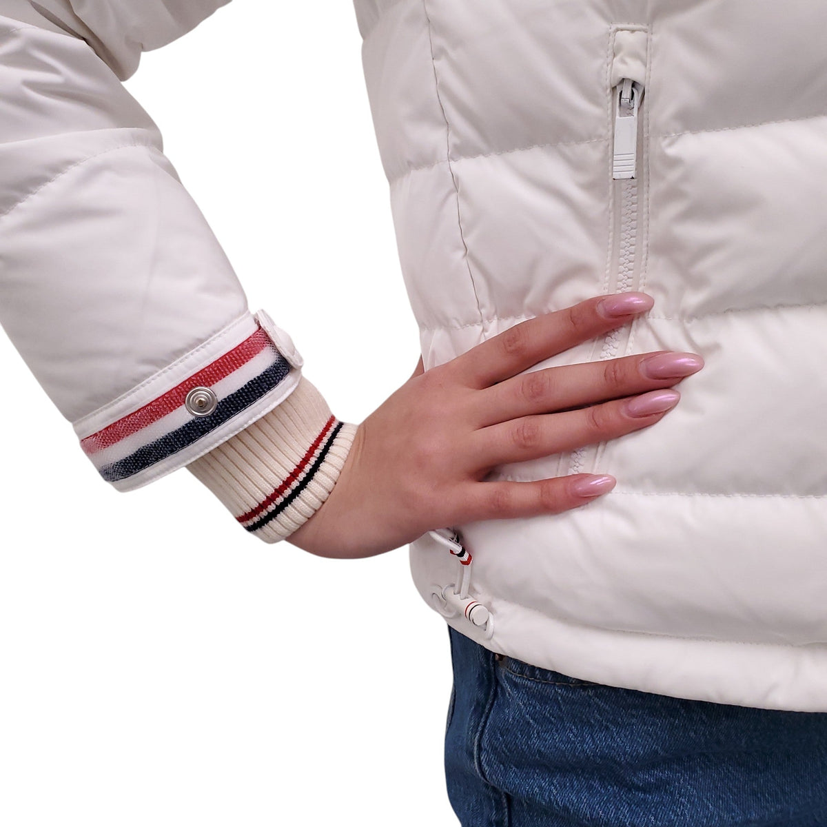 THOM BROWNE WHITE DOWN PUFFER JACKET - SIZE 40