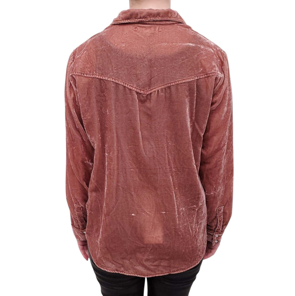 XIRENA DUSTY ROSE VELVET BLOUSE - SIZE M