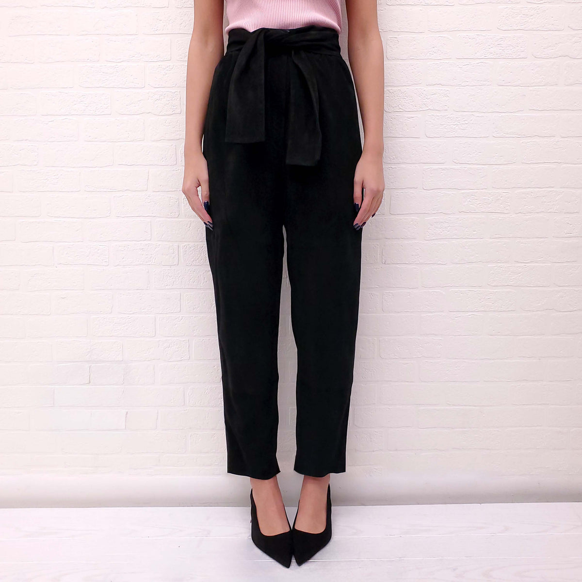 ZIMMERMANN SUEDE LEATHER HIGH-RISE WAIST PANTS WITH BELT - SIZE 1