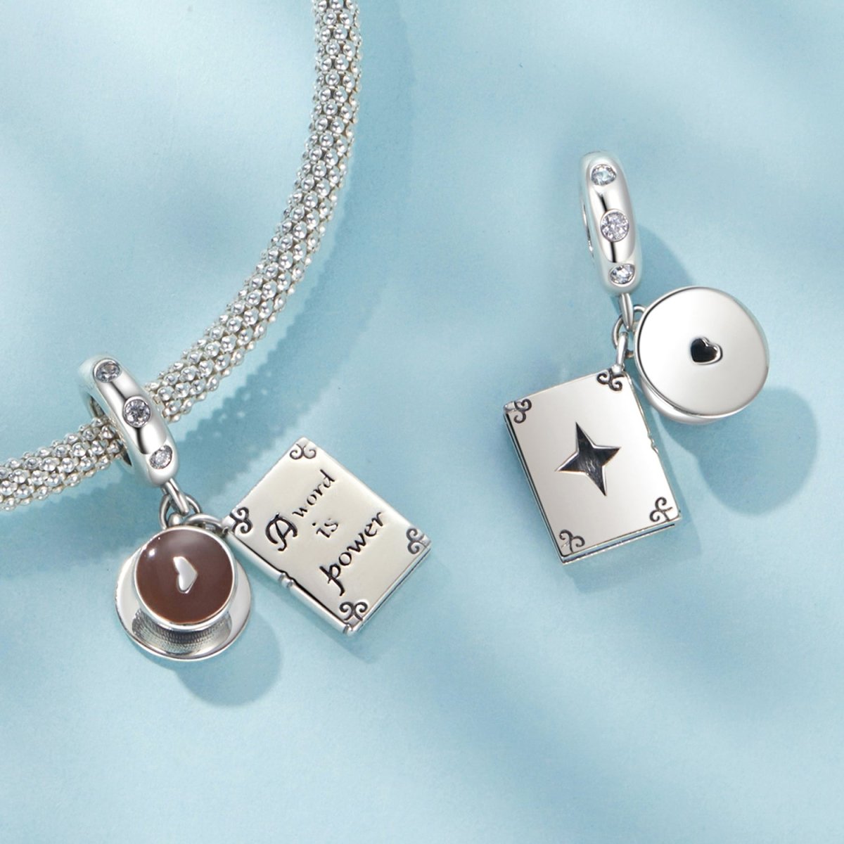 "A Word is Power" Book & Coffee Dangle Charm