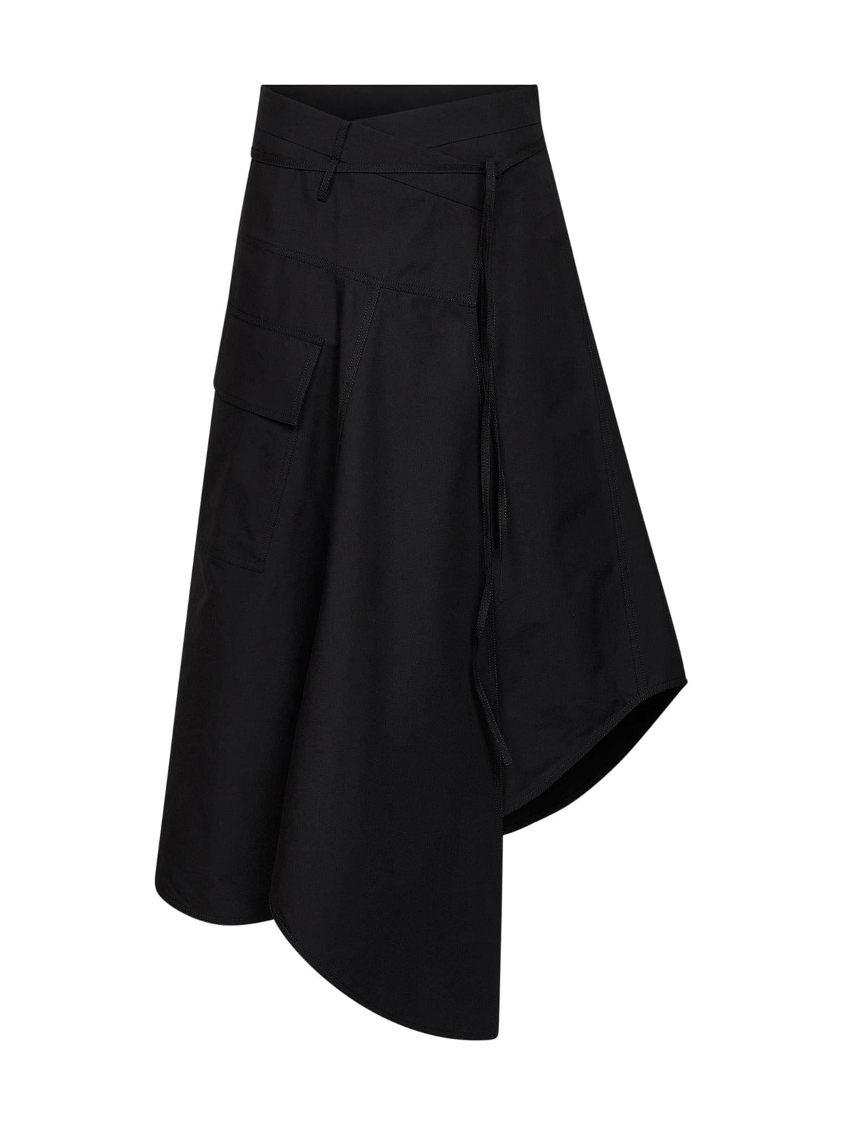 Bottega Veneta Women Black Compact Cotton Canvas Long Asymmetric Skirt
