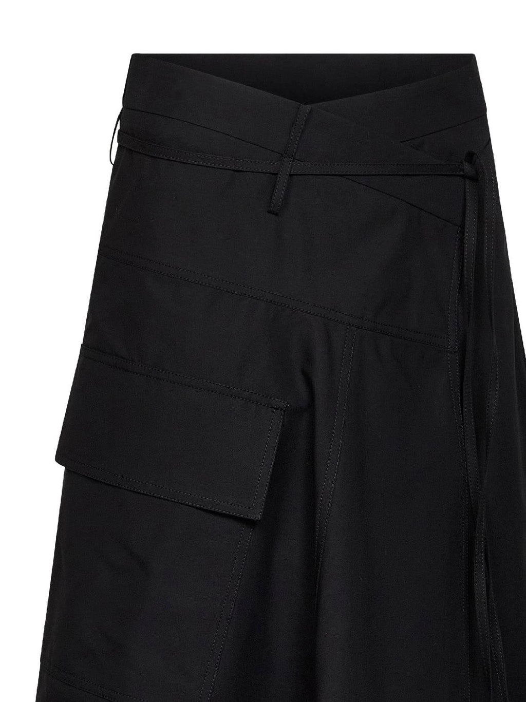 Bottega Veneta Women Black Compact Cotton Canvas Long Asymmetric Skirt