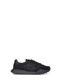 Dolce & Gabbana Women Black Lace And Calf Suede Low-Top Sneakers