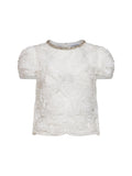Self Portrait Women White Sequin Tulle And Lace Top