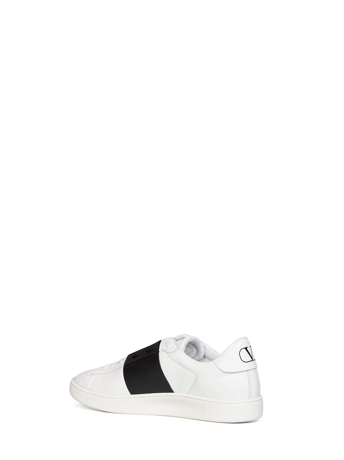 Valentino Garavani Men White And Black Nappa Calfskin Open Royco Sneakers
