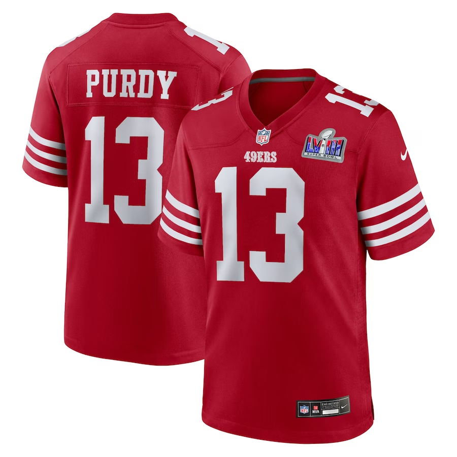 Men's San Francisco 49ers Brock Purdy #13 Scarlet Super Bowl LVIII Game jersey
