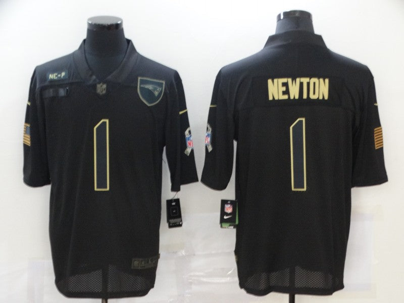 Men's New England Patriots Cam Newton #1 Black Game Player jersey