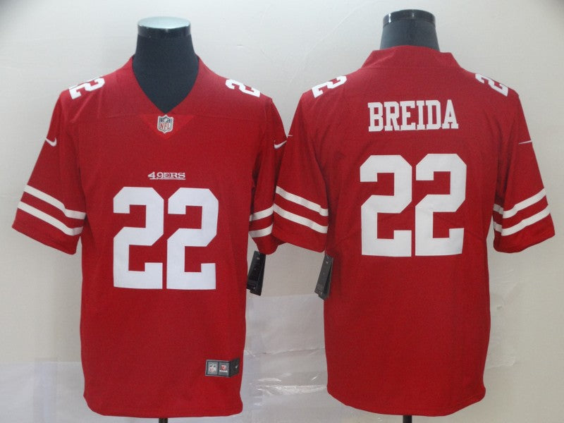 Men's San Francisco 49ers Matt Breida #22 Red Game jersey