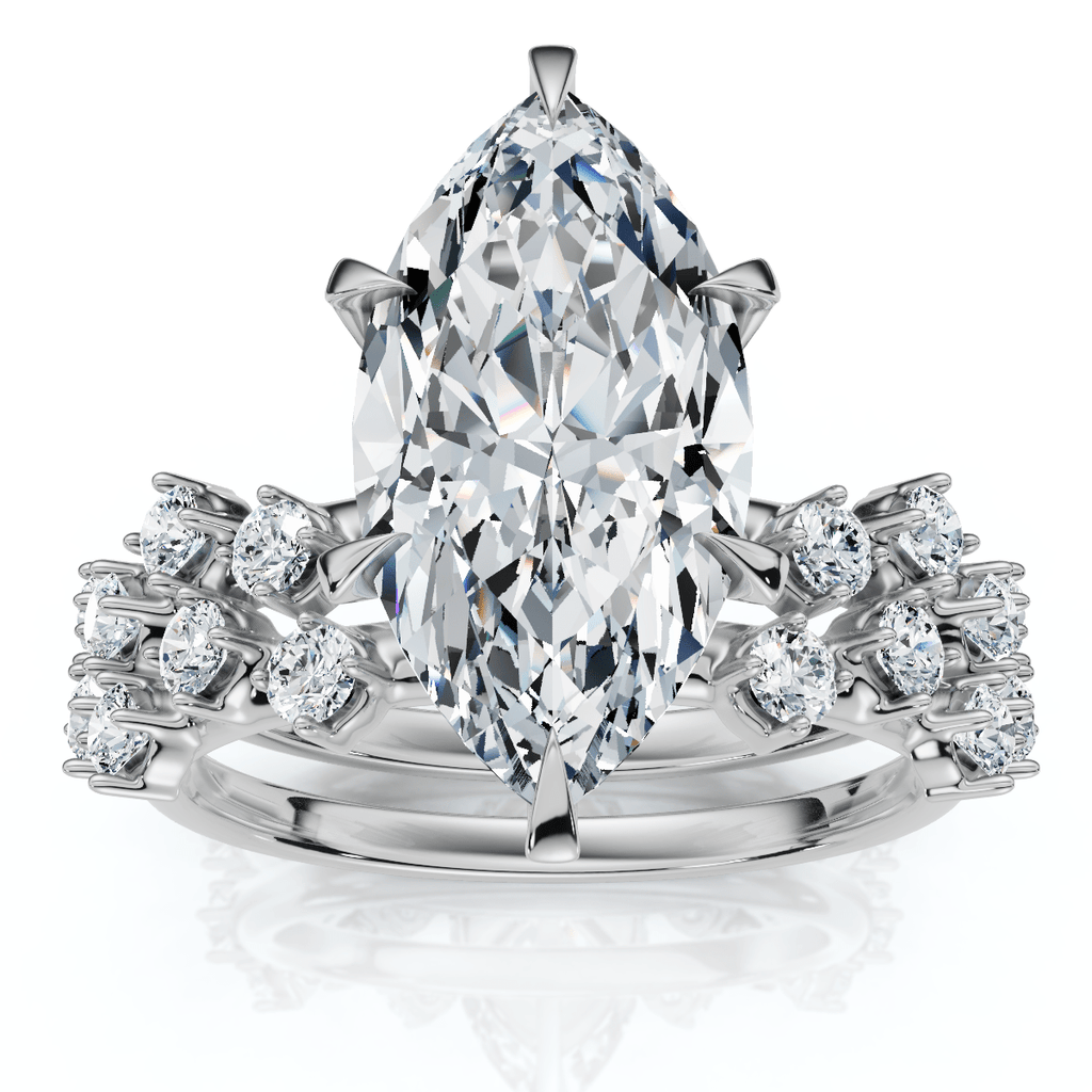 Certified 3 1/2Ct Marquise Diamond Bridal Set 14k Gold or Platinum Lab Grown