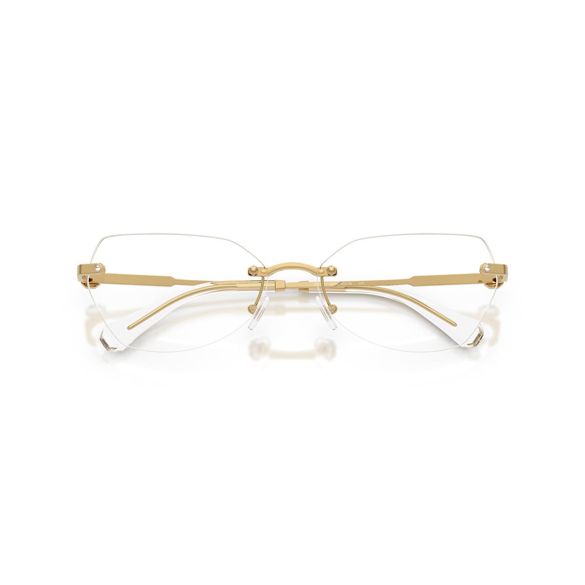 0Sk1031 Rimless Gold Metal Eyeglasses with Textured Temples