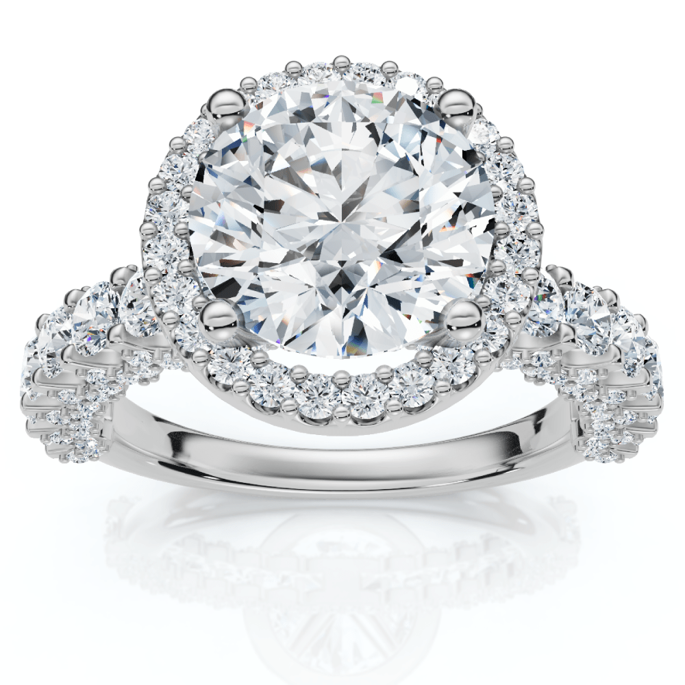 Certified 3 1/5Ct Pave Diamond Engagement Ring 14k Gold Lab Grown