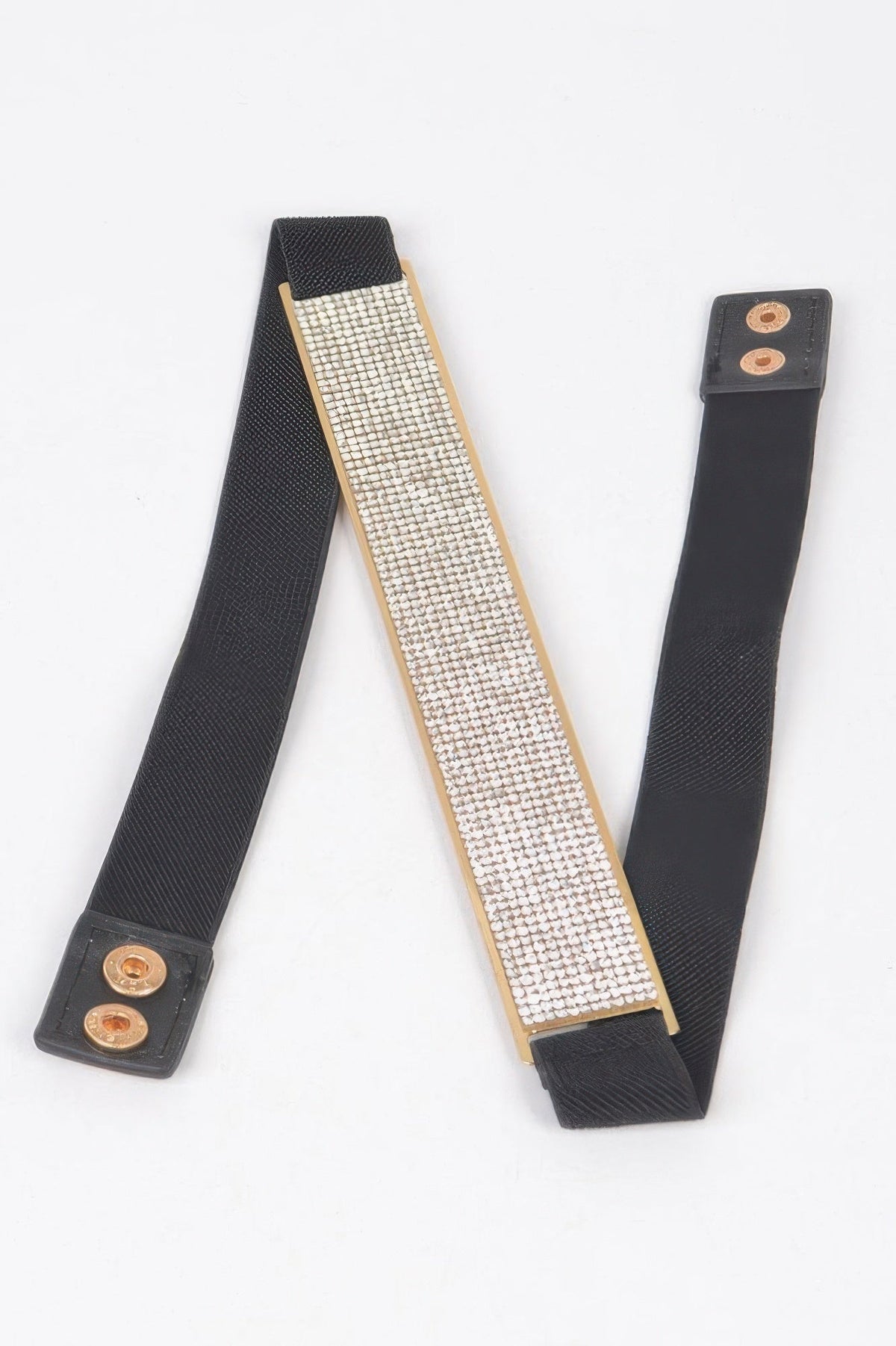 Rhinestone Metal Plate Elastic Belt