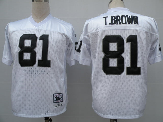 Men's Oakland Raiders Tim Brown Mitchell & Ness White Legacy Replica Jersey1