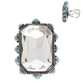 Women's Crystal Adjustable Ring In Clear Octagon