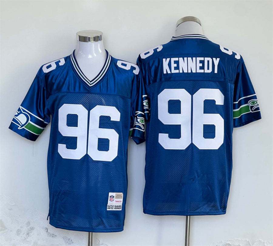 Men's Seattle Seahawks Cortez Kennedy Mitchell & Ness Royal Legacy Replica Jersey1