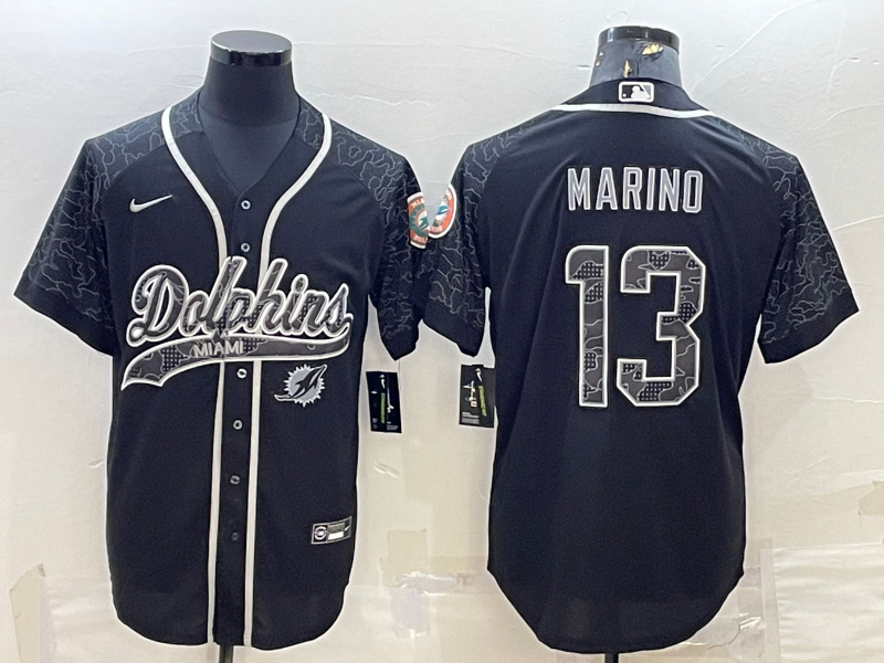Men's Miami Dolphins Dan Marino #13 Black RFLCTV Limited jersey Joint Edition