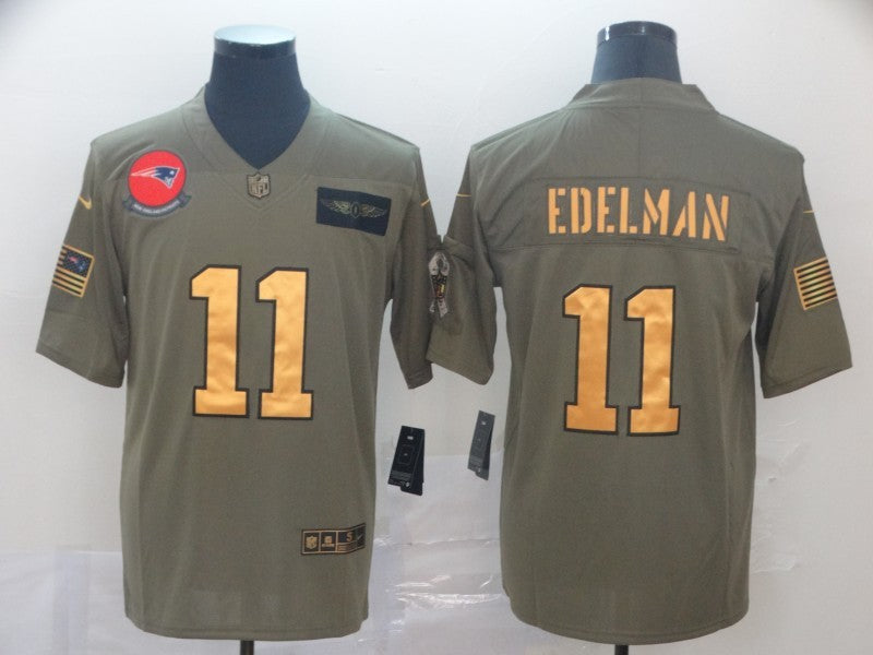 Men's New England Patriots Julian Edelman #11 Brown Game Player jersey