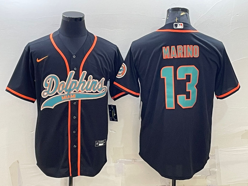 Men's Miami Dolphins Dan Marino #13 Black Game jersey Joint Edition