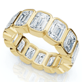 8Ct Emerald Cut Bezel Diamond Eternity Band 14k Gold/Pt Wedding Ring Lab Grown