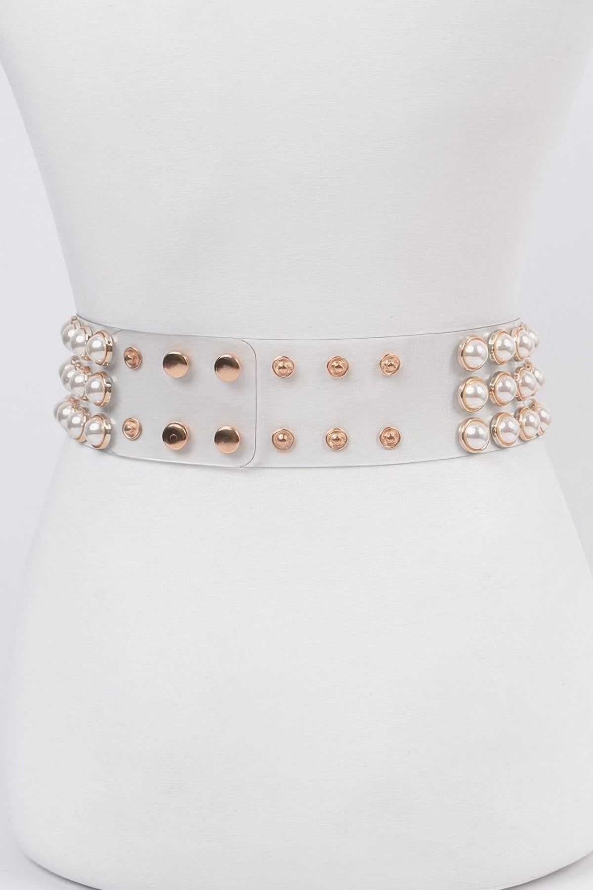 Elegant Pearl Detail See Through Waist Belt