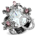 Rhodium + Ruthenium Brass Ring with AAA Grade CZ in Multi Color