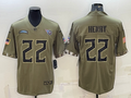 Men's Tennessee Titans Derrick Henry #22 Olive 2022 Salute To Service Player Limited jersey