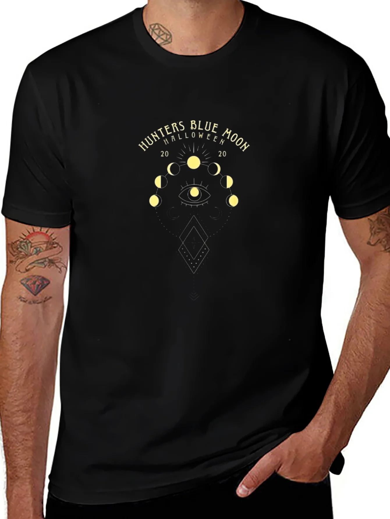 Hunters Blue Moon Halloween Graphic Tee - Black