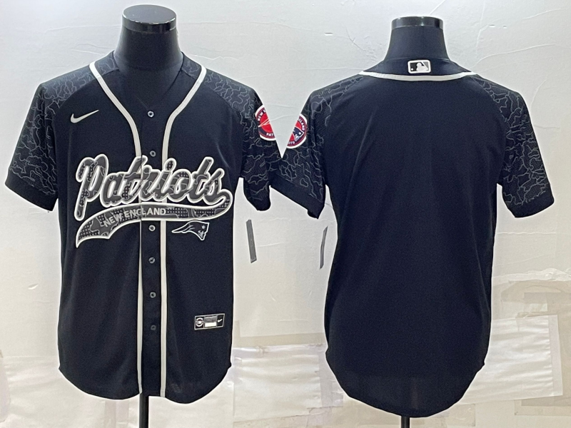 Men's New England Patriots Black RFLCTV Limited Blank jersey