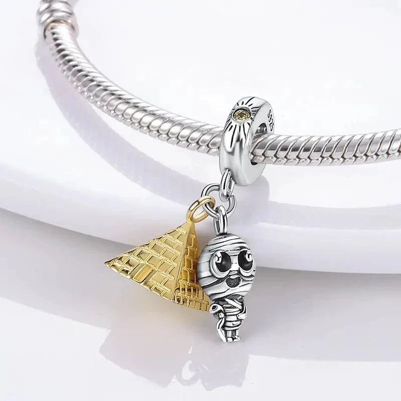Egypt Pyramid and Pharaoh Mummy Dangle Charm