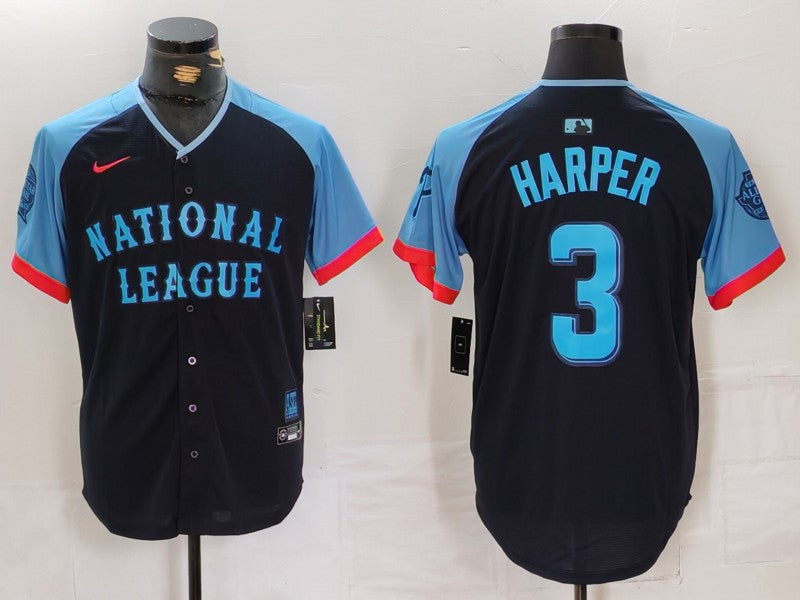 Men's National League Bryce Harper #3 Navy 2024 MLB All-Star Game Limited Player jersey