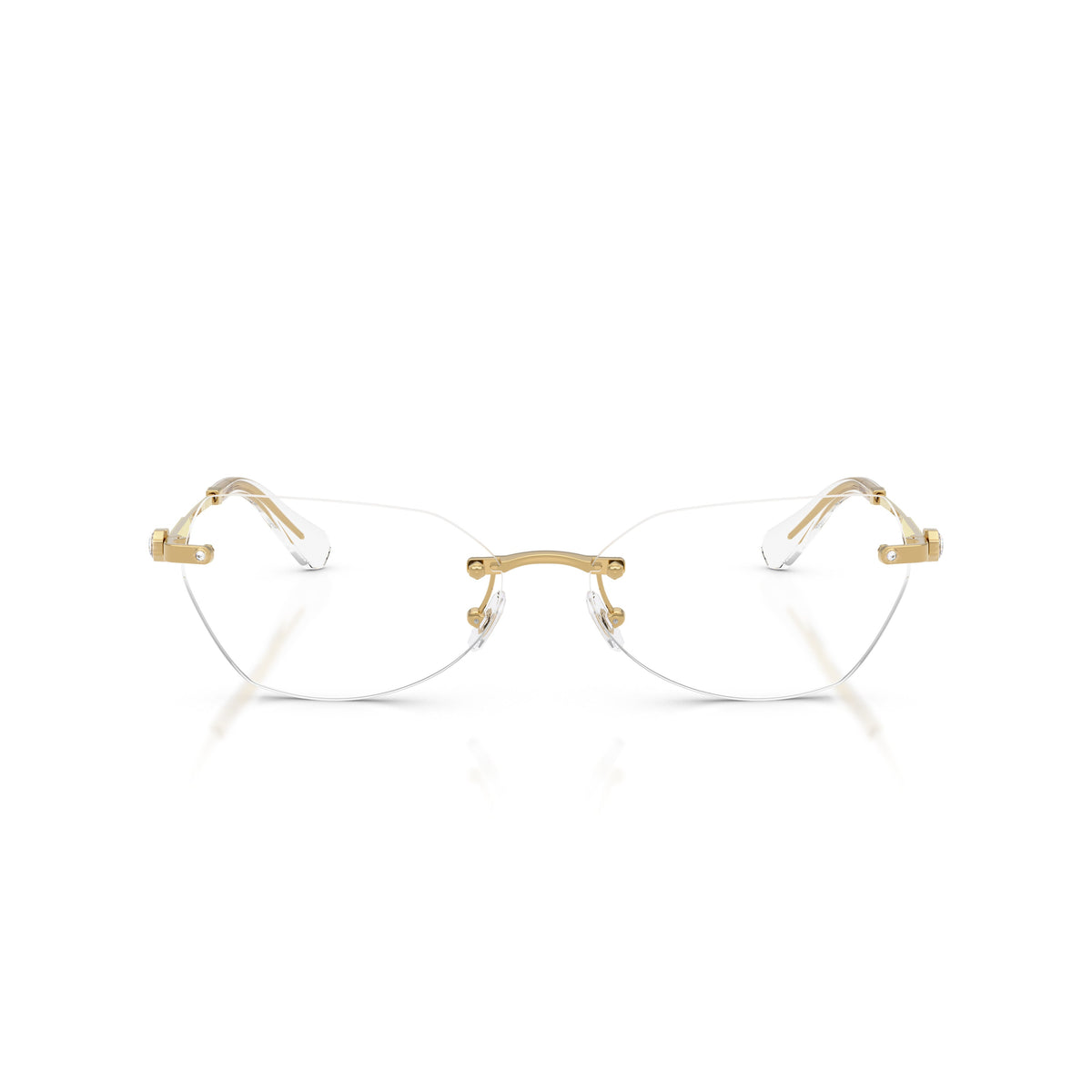 0Sk1031 Rimless Gold Metal Eyeglasses with Textured Temples