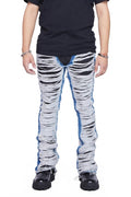 Men's Ravaged Stacked Flare Jean In Black Blue