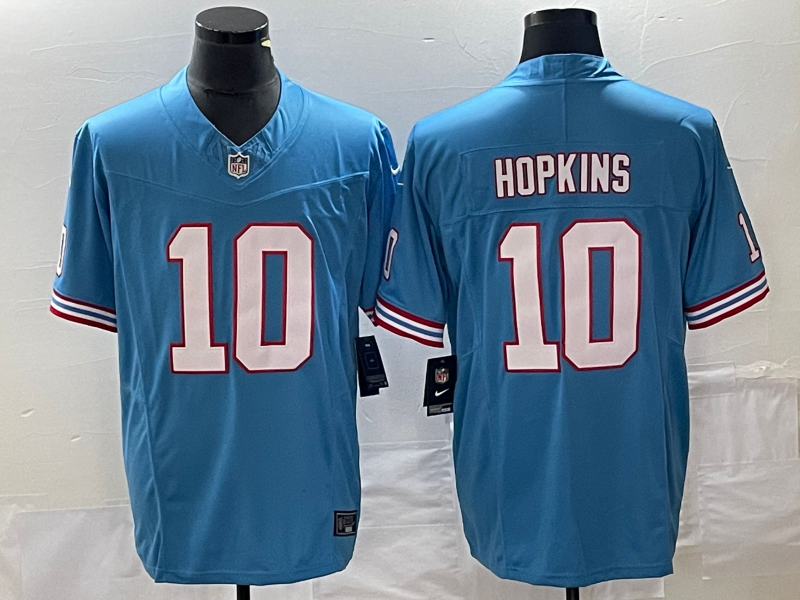 Men's Tennessee Titans DeAndre Hopkins #10 Light Blue Oilers Throwback Player Game jersey