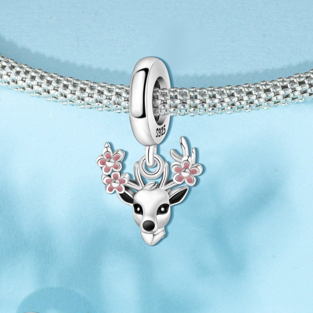 Floral Antler Deer Charm
