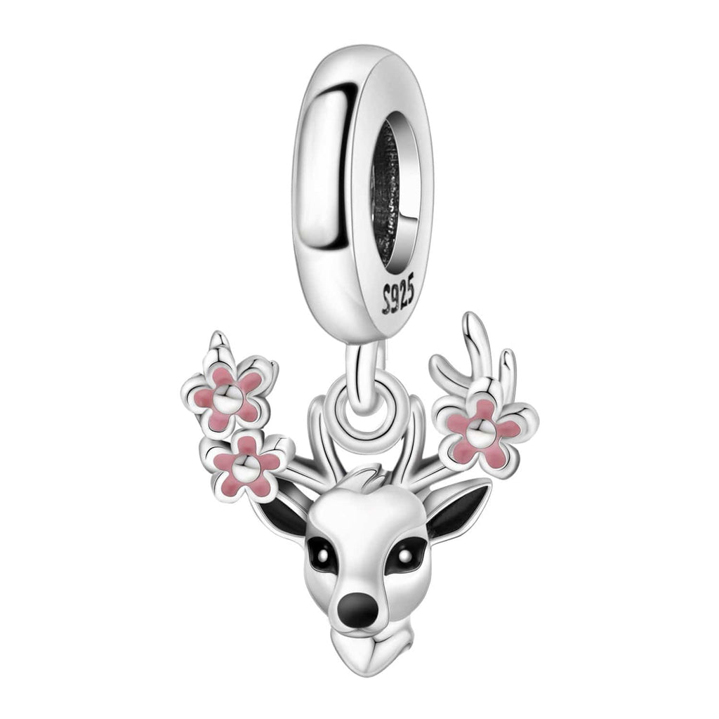 Floral Antler Deer Charm
