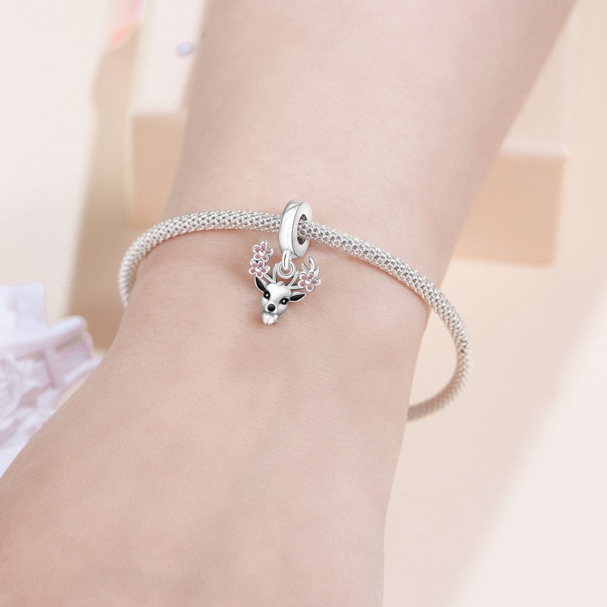 Floral Antler Deer Charm