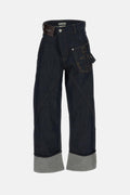 Jw Anderson Women Twisted Turn Up Workwear Denim Jeans