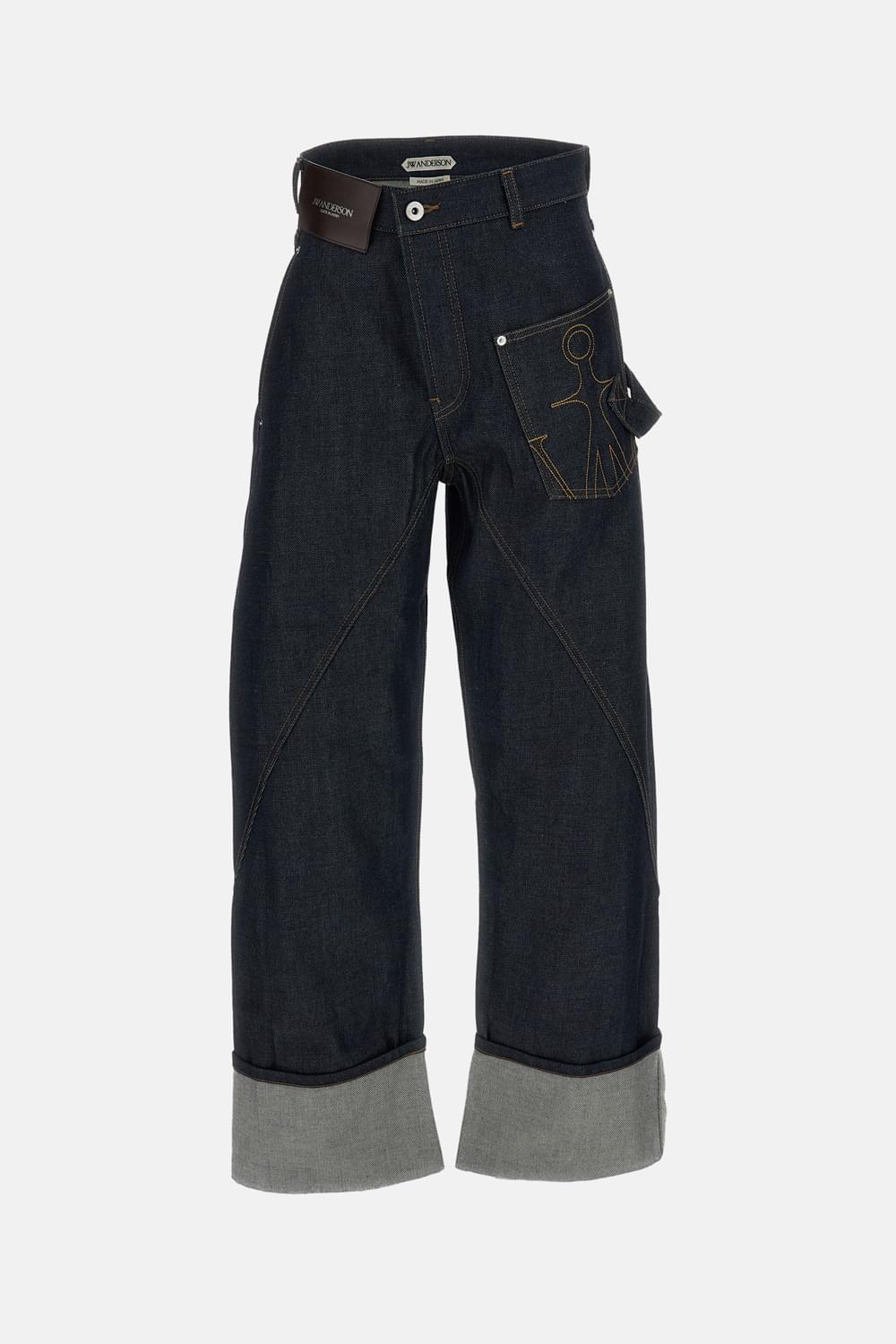 Jw Anderson Women Twisted Turn Up Workwear Denim Jeans
