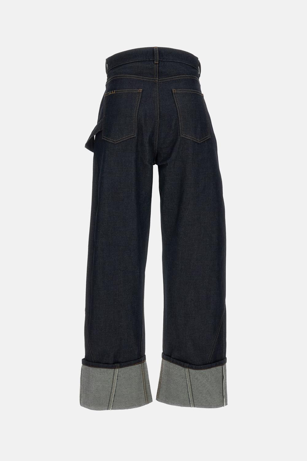 Jw Anderson Women Twisted Turn Up Workwear Denim Jeans