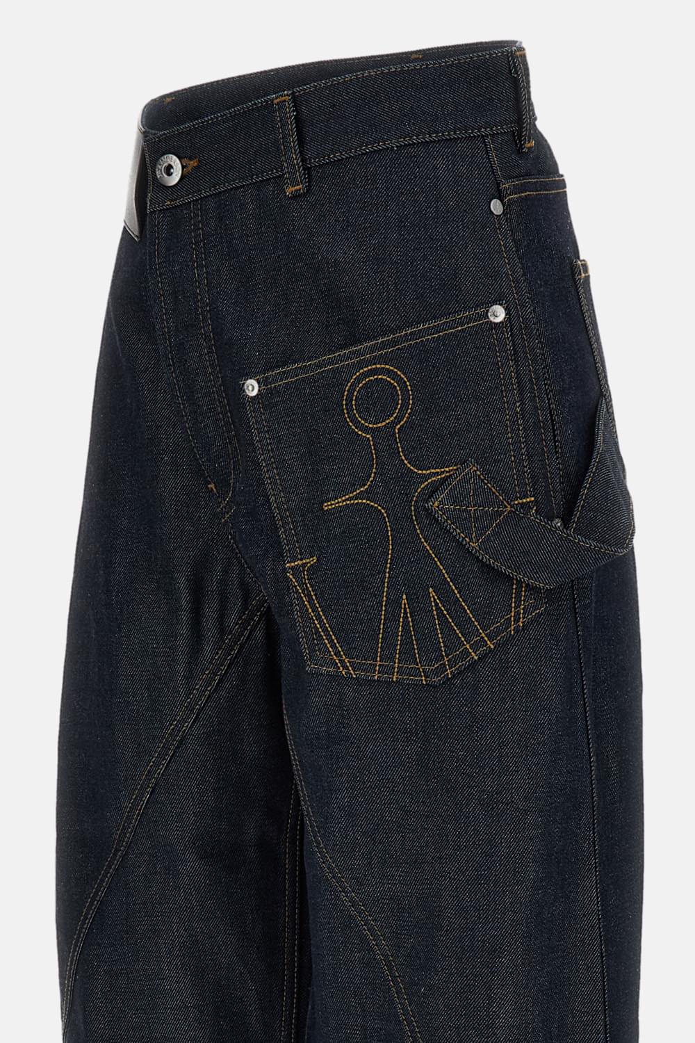 Jw Anderson Women Twisted Turn Up Workwear Denim Jeans