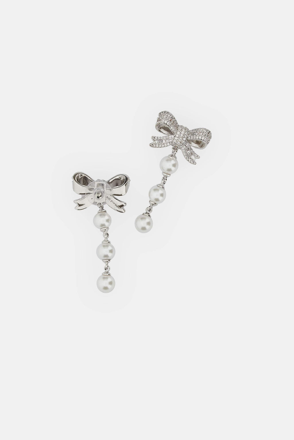 Self-Portrait Women Crystal Bow Pearl Droplet Earrings