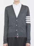 Thom Browne Women V-Neck Cardigan W/ 4 Bar