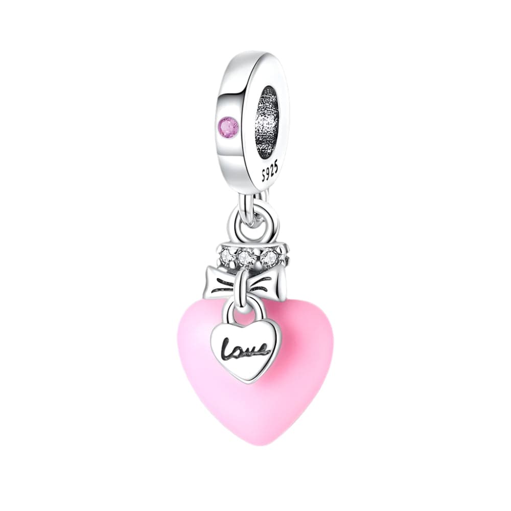 Glow in the Dark Luminous Pink Love Heart Dangle Charm