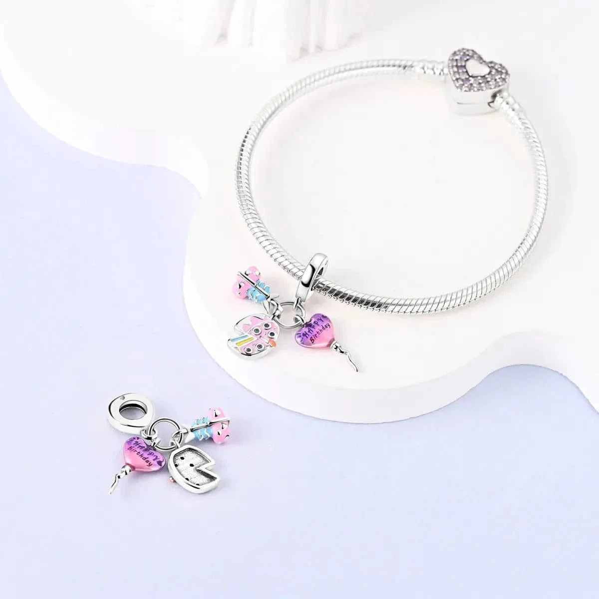 Pink Birthday Cake Dangle Charm