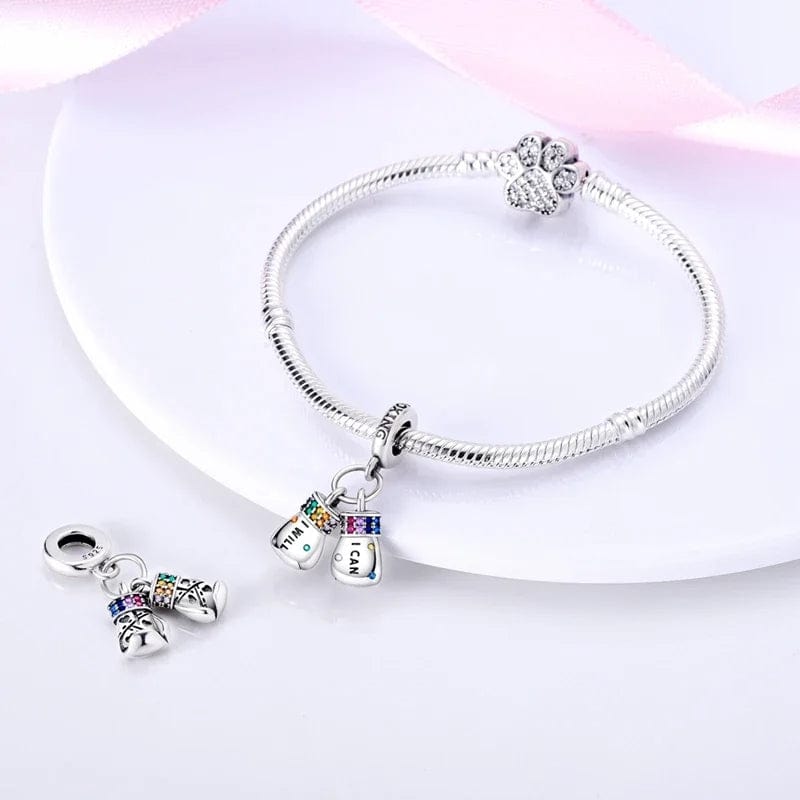 "I Will, I Can" Boxing Gloves Dangle Charm
