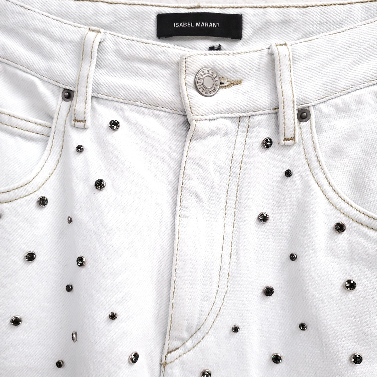 ISABEL MARANT WHITE JEANS WITH CRYSTALS ($1,100) - SIZE 36