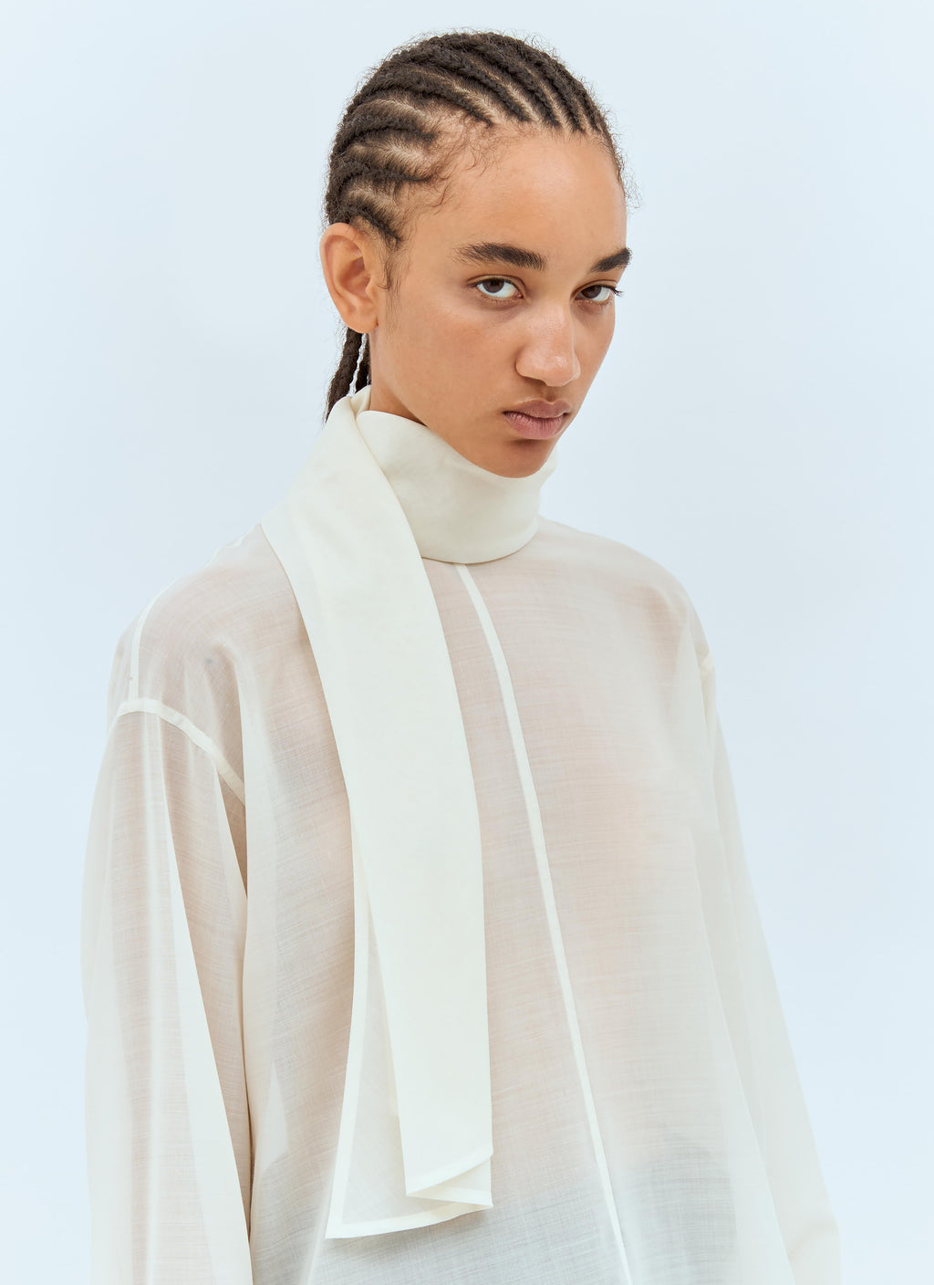 Issey Miyake Women Sheer Shirt With Shawl