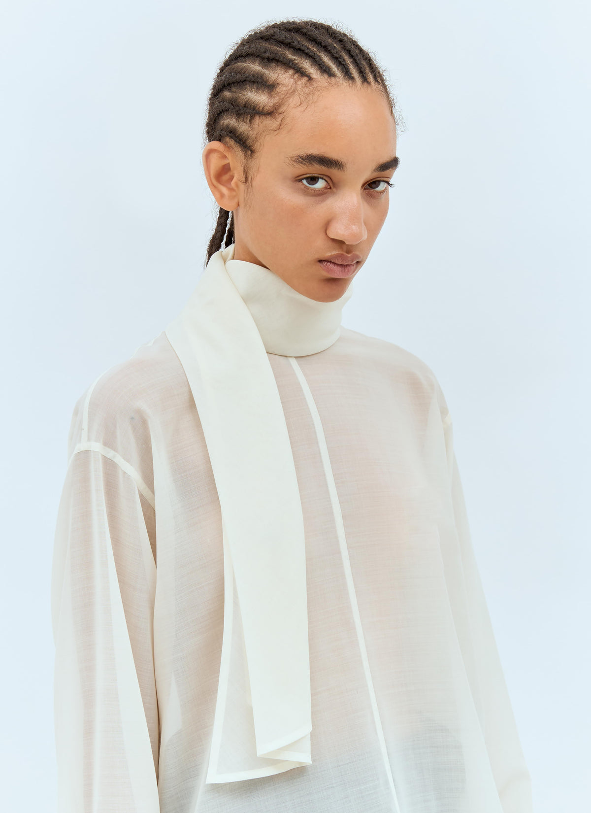 Issey Miyake Women Sheer Shirt With Shawl