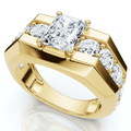 Certified 6 1/2Ct Men's Radiant Cut Diamond Ring 14k Gold Lab Grown FG/VS